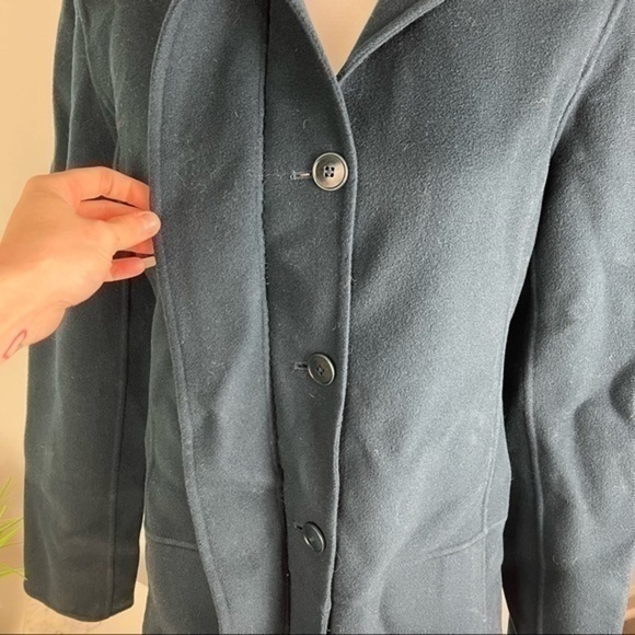 Linda Allard Ellen Tracy Womens Jacket Coat Green Buttons Pockets 100% Wool 12 - Picture 6 of 9